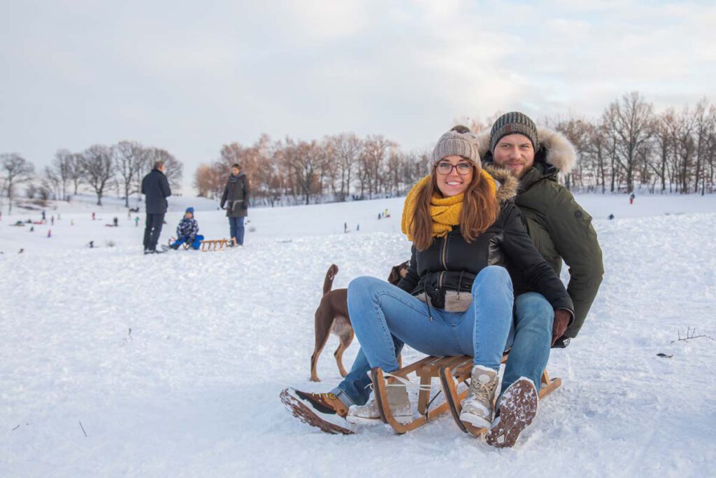 Paarfotos im Winter in Dresden